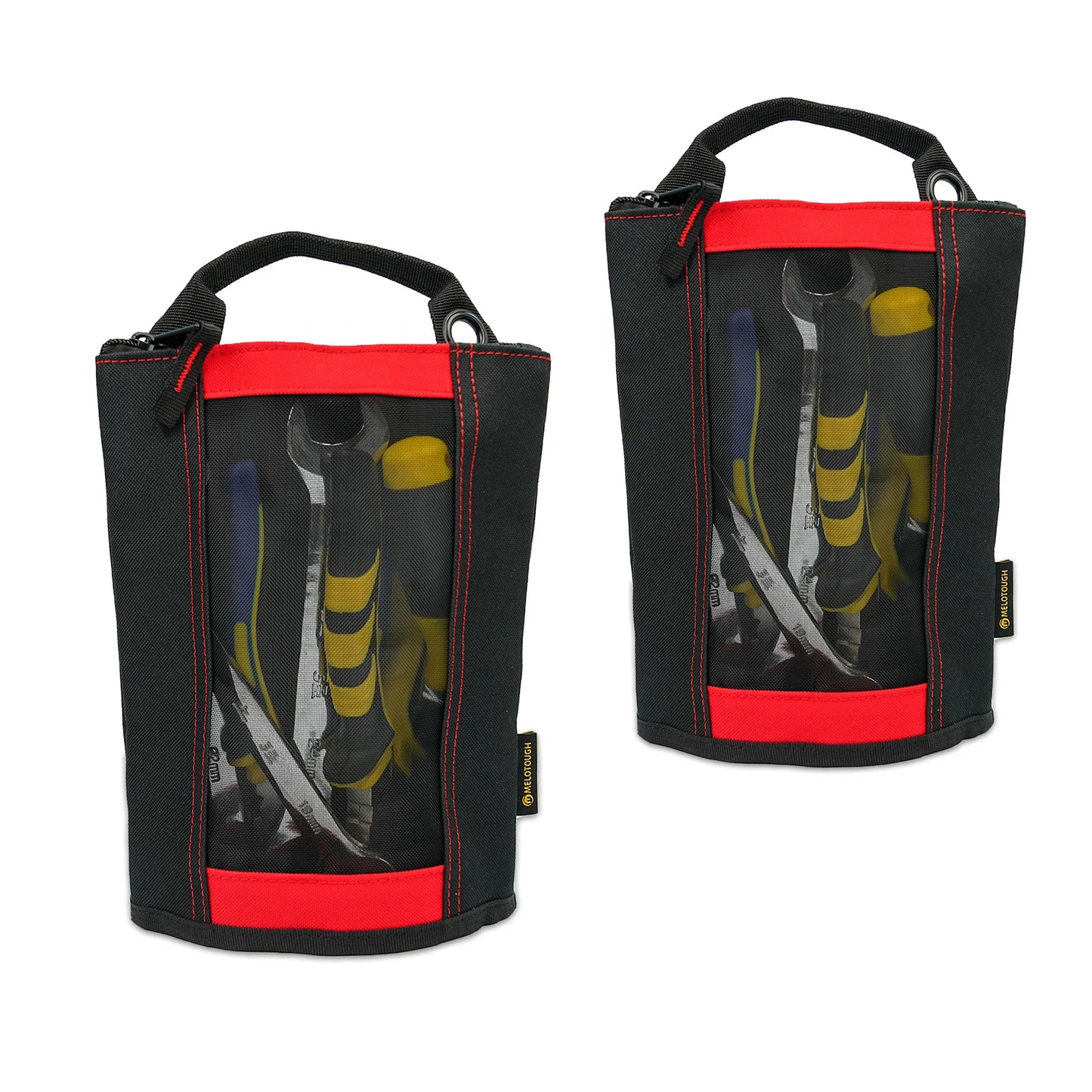 MELOTOUGH Canvas Tool Pouch | 2-Pack Zipper Bags with Mesh Window & Hanging Grommets