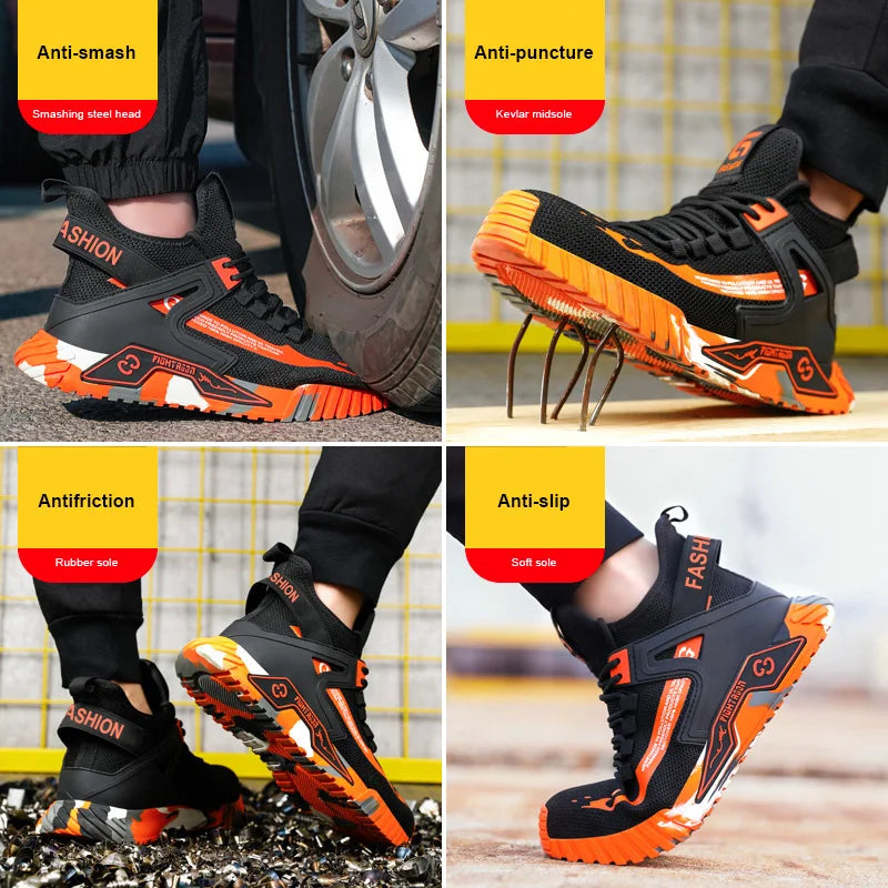High-Top Safety Shoes for Men & Women – Steel Toe, Anti-Puncture Work Boots, Indestructible Safety Shoes