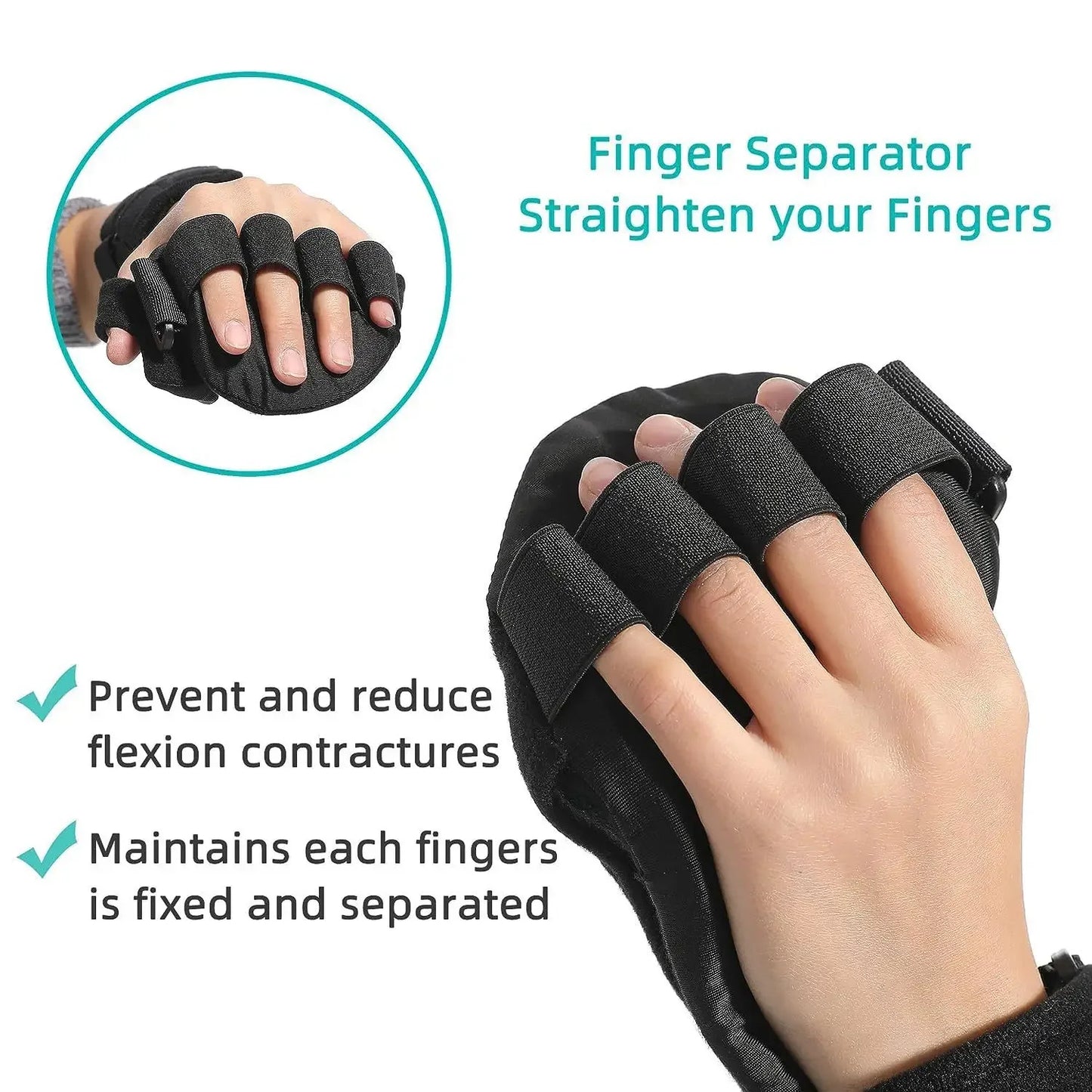 Adjustable Hand Brace for Stroke Recovery — Finger and Wrist Support Splint for Night Use, Arthritis & Tendonitis Relief