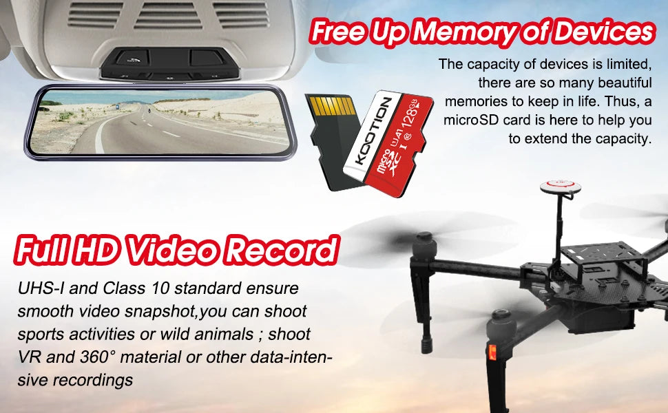 KOOTION Micro SD Memory Card – 32GB/64GB/128GB Class 10 TF Card for Phone & Computer