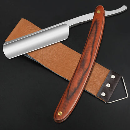 Professional Barbershop Men’s Shaver – Straight Edge Barber Razor Knife for Beard Shaving with Wiping Cloth