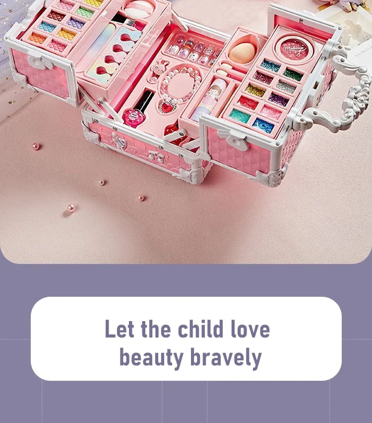 49 Piece Kids Makeup Kit for Little Girls – Washable Real Princess Makeup Set with Cosmetic Case, Birthday Gift Play Set
