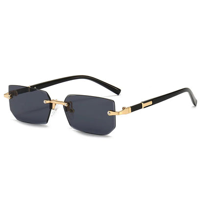 Rimless Rectangle Sunglasses — Fashion Small Square Shades for Men & Women, Summer Travel Eyewear