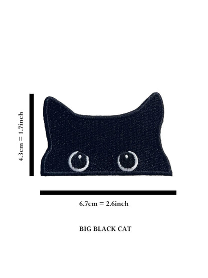 2PCS Embroidered Black Cat Iron-On Patch – Cute Design for Clothing, Jeans & Jacket Decoration