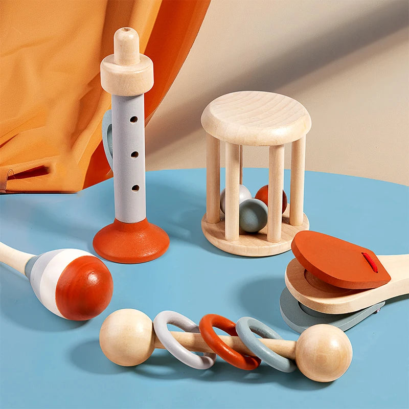 5Pcs Baby Musical Sensory Rattle Toys – Montessori Educational Instruments for Early Learning & Kids Birthday Gifts