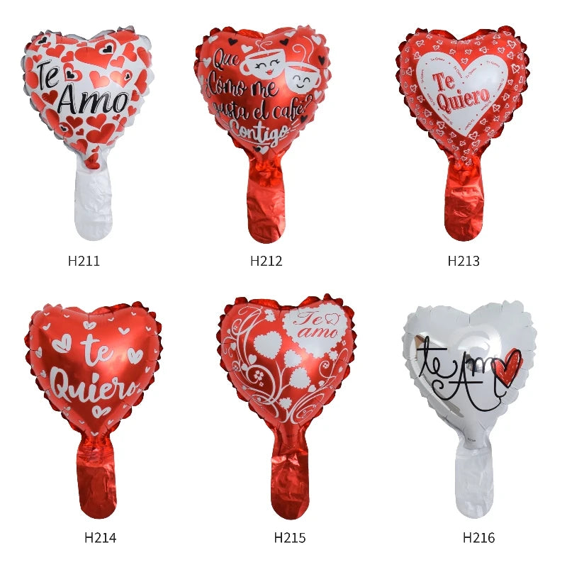 50PCS Spanish “Te Amo” Heart Foil Balloons Set – 6in Love Theme & 18in Heart Balloons for Wedding, Valentine’s Day Party Decorations