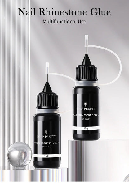 BORN PRETTY 10g Gel Nail Glue for Rhinestones - Super Adhesive, No Wipe Nail Gem Glue for 3D Crystals, Beads, Diamonds & Stickers