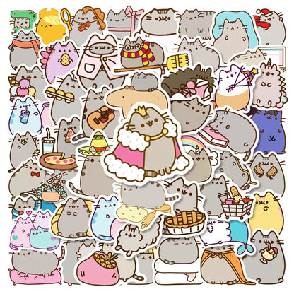 50/100-Piece Cute Cat Stickers - Waterproof Kawaii Cartoon Decals for Laptops, Stationery, Notebooks, and Kids’ Gifts
