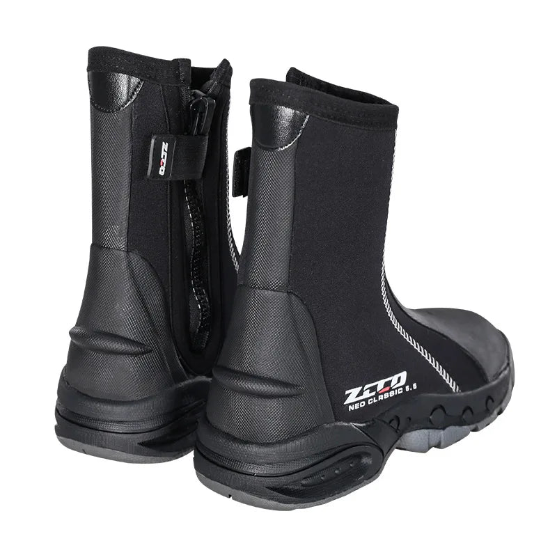 5mm Neoprene Dive Boots with Side Zipper – Wetsuit Shoes for Men & Women, Snorkeling & Scuba Diving Water Sports Accessories