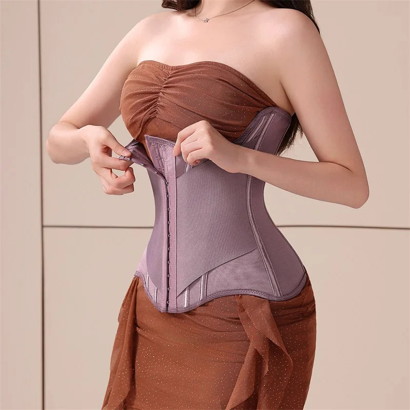 MiiOW U-Shaped Women’s Waist Trainer Corset – Buttoned Steel Bone Shaper for Breast Lift & Slimming Shapewear