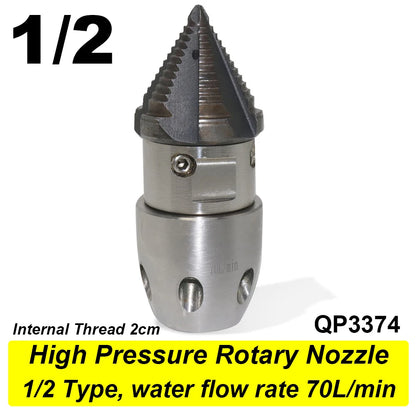 High Pressure Rotating Nozzle 1/2 M22 & 3/8 – Sewer & Sludge Cleaning Water Gun Nozzle for Pressure Washing