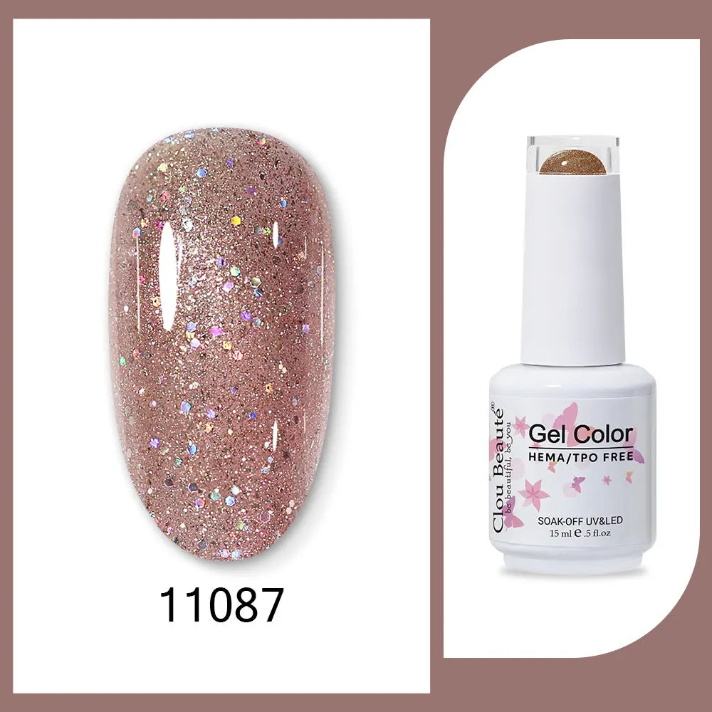 Clou Beaute 15ml Gel Nail Polish Set – Red Black White Green Neon UV Soak-Off Semi-Permanent Nail Varnish Base & Velvet Top Coat