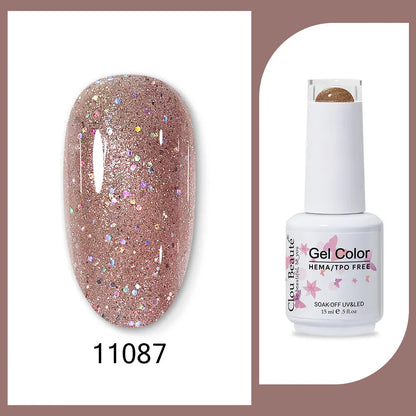 Clou Beaute 15ml Gel Nail Polish Set – Red Black White Green Neon UV Soak-Off Semi-Permanent Nail Varnish Base & Velvet Top Coat