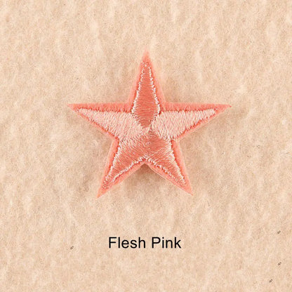 10Pcs Mini Star Embroidery Iron-On Patches – DIY Clothing Appliques Pentagram Stickers for Jackets, Jeans & Bags (Black, White, Gold)