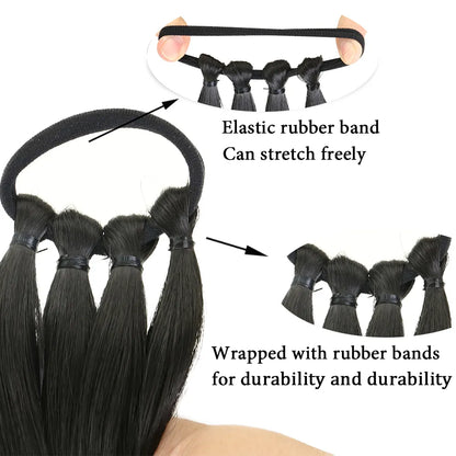DIY Synthetic Ponytail Extensions : High-Temperature Fiber Hair Rope for Women's Boxing Braids - Black/Brown Ponytail