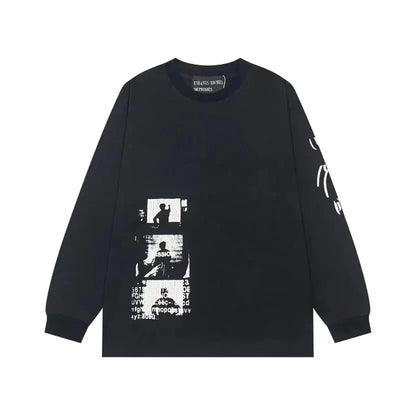 Washed Casual Hoodie Sweatshirt — Unisex Loose-Fit Street Style Crew Neck with Lip Print Letter Design, Vintage Comfortable Top