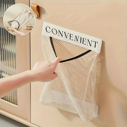 Large-Capacity Wall-Mounted Mesh Garbage Bag Holder – Hanging Kitchen Organizer & Fruit Storage Net for Cabinet Accessories