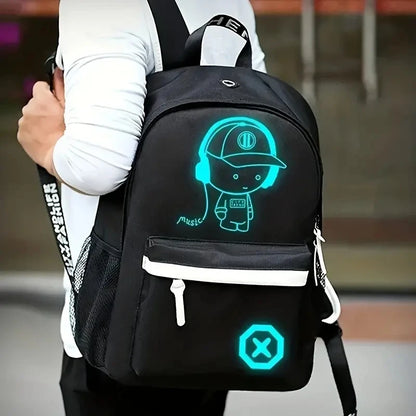 Children's Luminous Anime Backpack - Waterproof School Bag for Boys and Girls with USB Charging, Ideal Gift for Kids