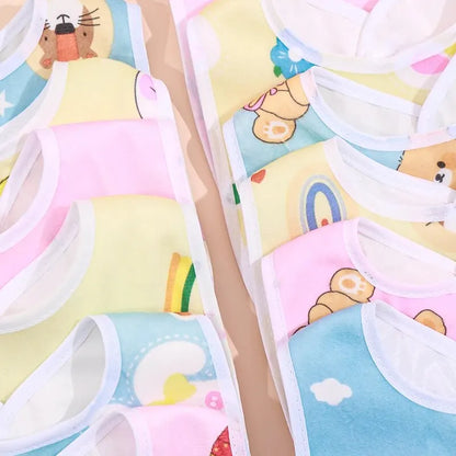 5PCS Baby Cartoon Waterproof Bibs - Super Soft Crystal Velvet Newborn Feeding & Saliva Towels