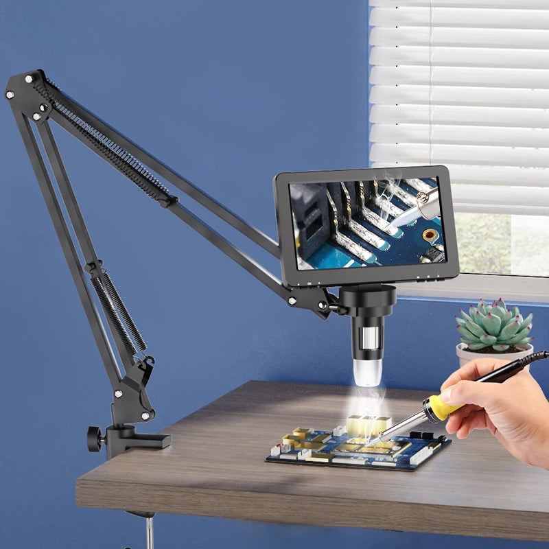 RIEVBCAU Flexible Microscope Arm Stand – Adjustable Metal Bracket, Coin Microscope Mount for DM4, DM7, DM9, MS1, MS3