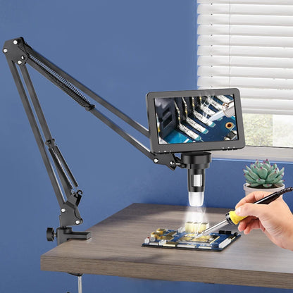 RIEVBCAU Flexible Microscope Arm Stand – Adjustable Metal Bracket, Coin Microscope Mount for DM4, DM7, DM9, MS1, MS3