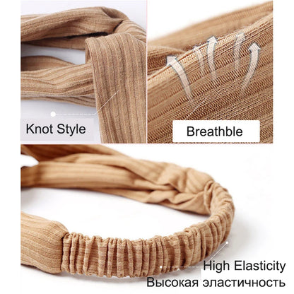 Women Cross Top Knot Headband – Elastic Soft Solid Color Hair Bands, Twisted Knotted Headwrap, Hair Accessories for Girls
