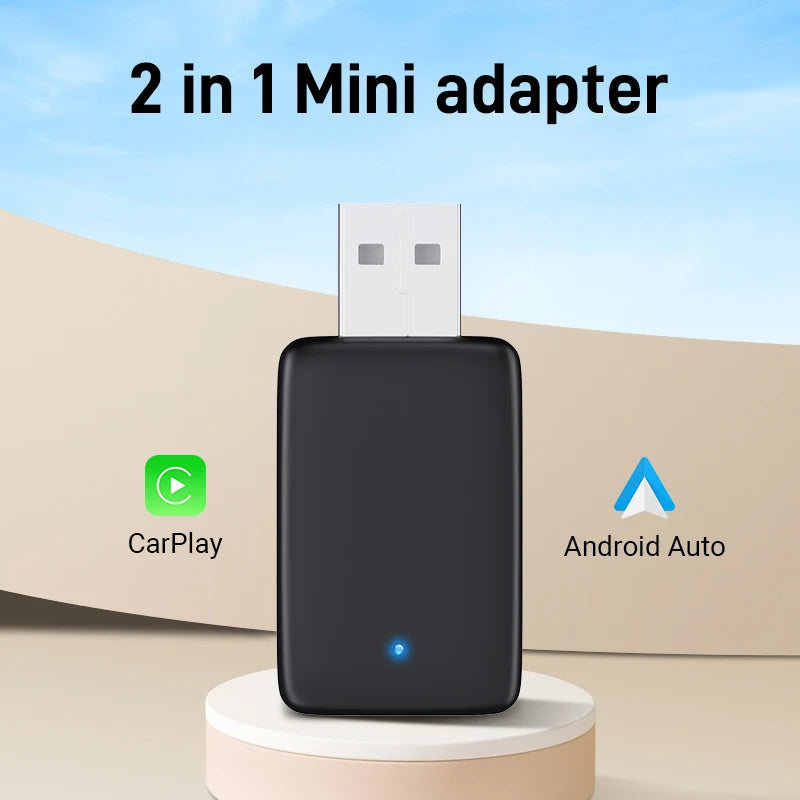 2025 Wireless CarPlay & Android Auto Adapter | 2-in-1 Smart Mini Box with WIFI & Bluetooth for Toyota, Volvo, Benz, MG, Kia, Mazda, Ford