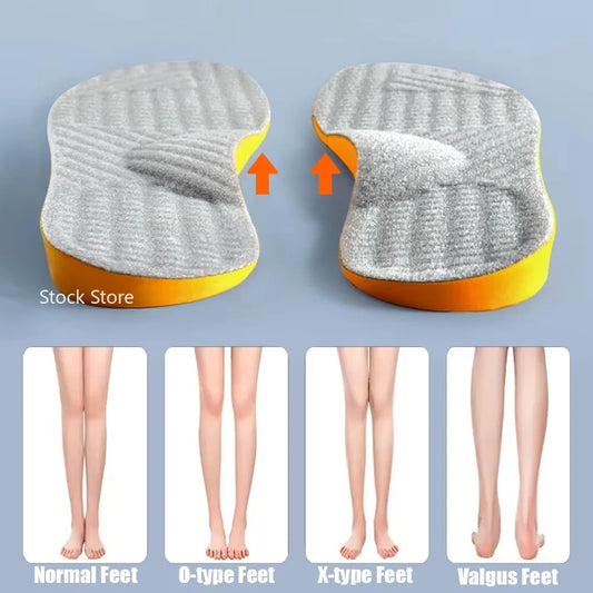 New Arch Support Orthopedic Insoles — Flat Foot Correction for Men, Women & Children with X/O Leg Alignment, Sports Shoe Pads