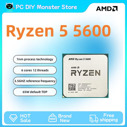 NEW AMD Ryzen 5 5600 – 3.5GHz 6-Core 12-Thread CPU Processor, 7nm, L3=32MB, Socket AM4