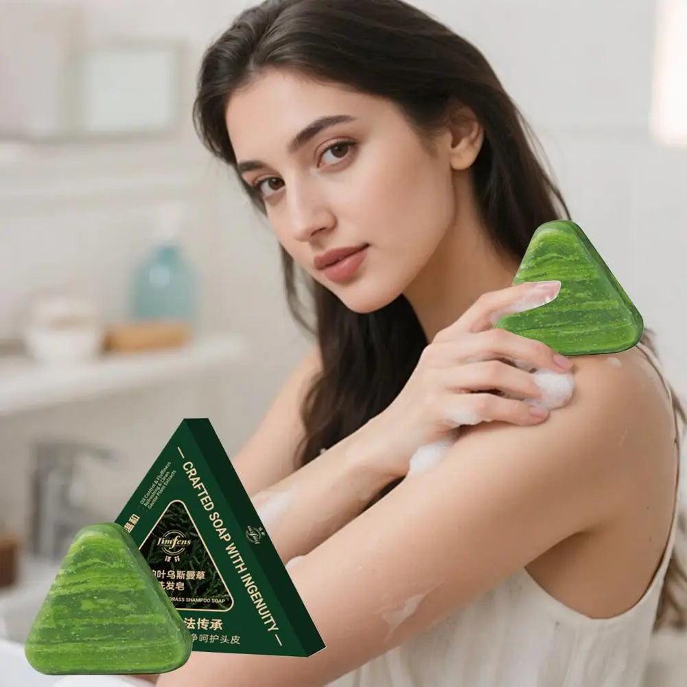 Usman Grass Herbal Shampoo Soap - Cypress Leaf & Polygonatum Extract for Oil Control and Scalp Care