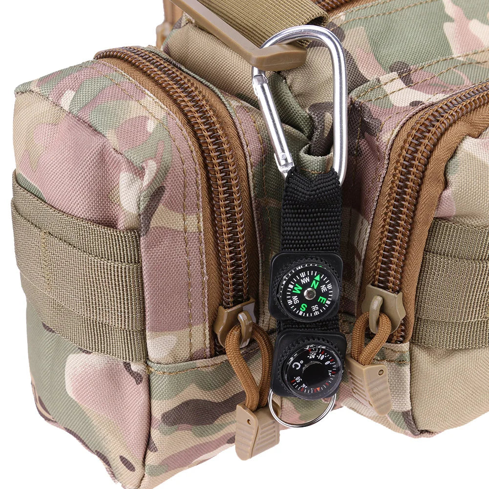 3-in-1 Climbing Compass Keychain - Camping Survival Tool with Compass, Thermometer and Hanging Clip for Hiking & Mountaineering