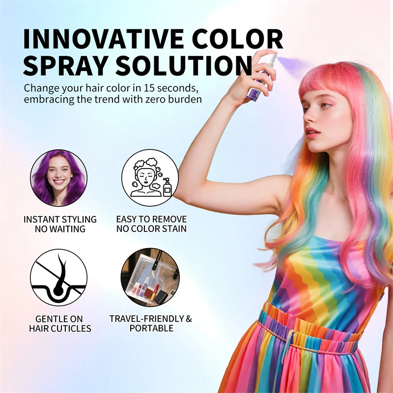 30ml Temporary Hair Color Spray - Instant DIY Hair Dye for Halloween, Parties, Costumes & Creative Hair Styling