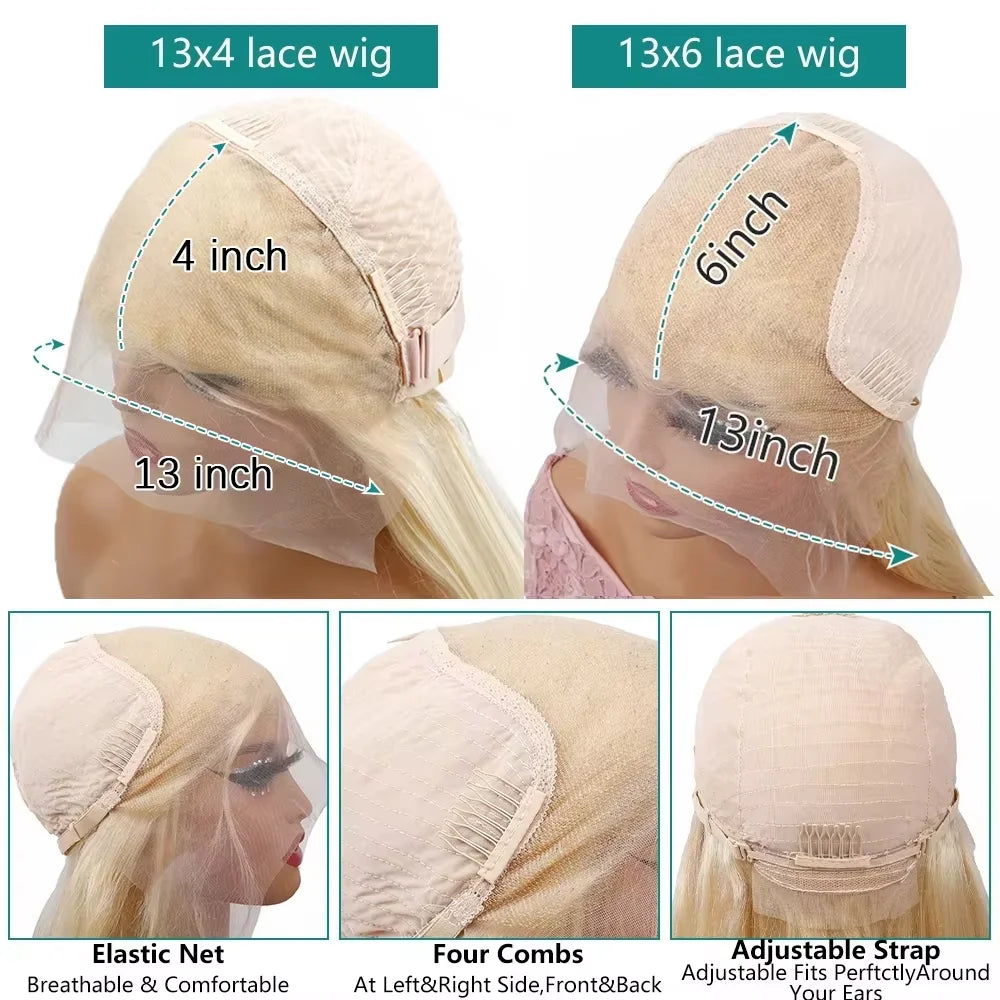 40-42 Inch 613 Blonde HD Lace Front Wig – 13x6 Straight Human Hair, 250% Density Brazilian Wig for Women