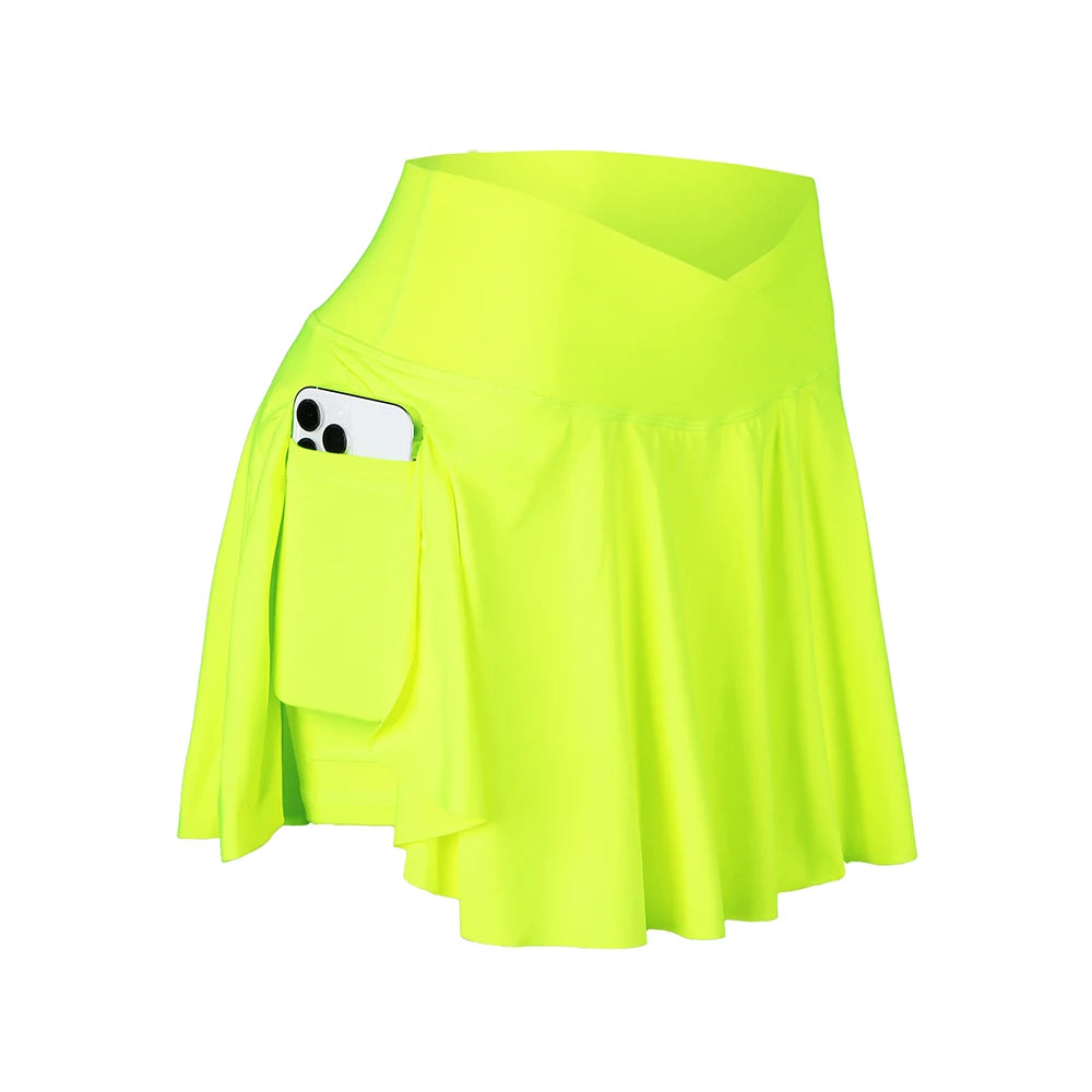 Women’s High Waist Tennis Skirt with Pockets – 2-in-1 Athletic Golf Skorts for Running, Workout & Streetwear
