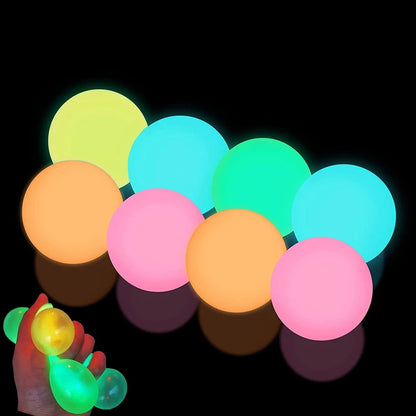 5-Piece Glow-in-the-Dark Sticky Balls - Squishy Stress Relief & Party Favor Toys