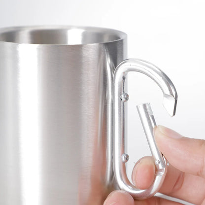 Outdoor Mountaineering Button Water Cup - Portable Travel & Camping Stainless Steel 201 Material