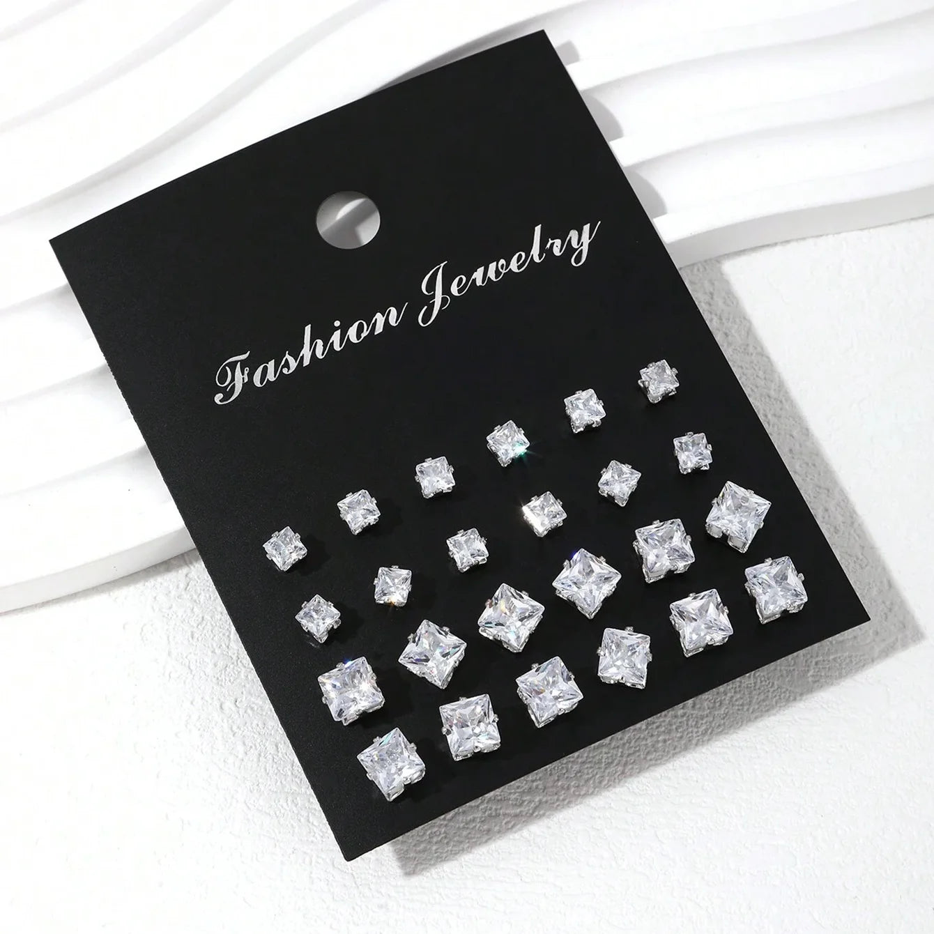 12 Pairs Luxurious Zirconia Earrings Set – Shiny Elegant Simple Stud Jewelry Gift for Parties, Couples & Daily Wear
