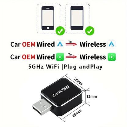 EKIY 2-in-1 Mini Wireless CarPlay & Android Auto Adapter for Cars with Wired Systems