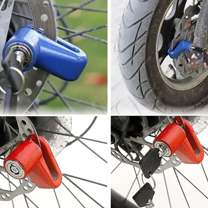 Motorcycle Bike Anti-Theft Wheel Disc Brake Lock - Safety Disc Wheel Lock Padlock for Mountain & Road Bikes with Keys