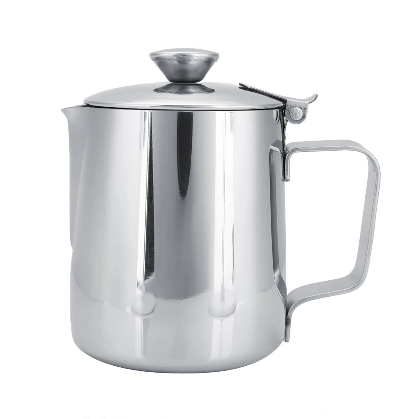 Stainless Steel Coffee Mug & Milk Frothing Pitcher with Lid – Latte Art Barista Cup for Coffee & Milk Drinks
