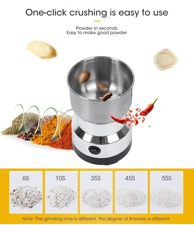 Mini Electric Grinder 300ml – Ultrafine Pulverizer for Baby Food, Coffee, Spices & Grains with 2/4 Blades