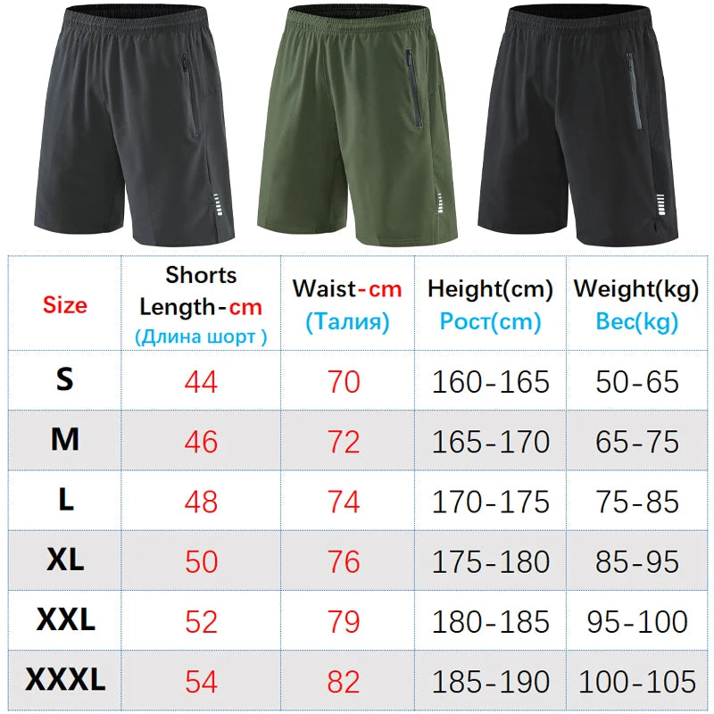 Men's Quick-Dry Running Shorts – Knee-Length Casual Fitness & Gym Training Shorts 2022