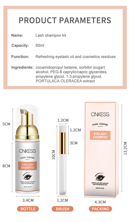 Lash Super Concentrate Mousse – Gentle Eyelash Shampoo Foam for Extensions & Makeup Tools