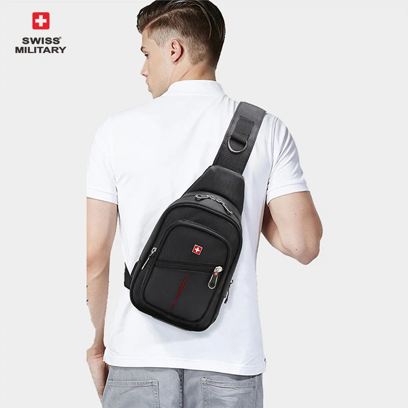 SWISS Men’s Chest Bag – Outdoor Waterproof Shoulder Crossbody Bag, Large Space, Practical & Durable Sling Bag for Men
