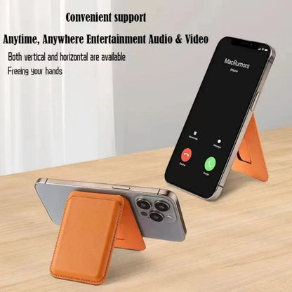 Strong Magnetic Leather Wallet with Hidden Stand – MagSafe Case & Card Holder for iPhone 13, 14, 15 Pro Max