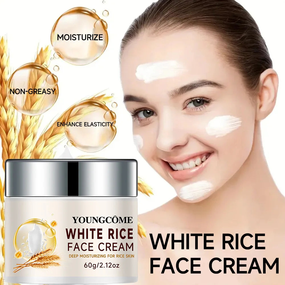 YOUNGCOME Rice Water Face Cream – Hydrating Moisturizer for Dry & Rough Skin, Improves Skin Texture & Smooths Complexion Skincare Cream