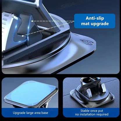 Anti-Slip Dashboard Phone Holder - 360° Rotating Universal Car Mount for GPS Navigation and Smartphones