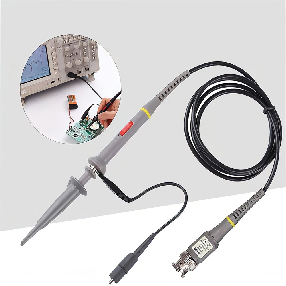 P6100 BNC Oscilloscope Probe Kit - 100MHz 1X/10X High-Precision Test Leads with Alligator Clip