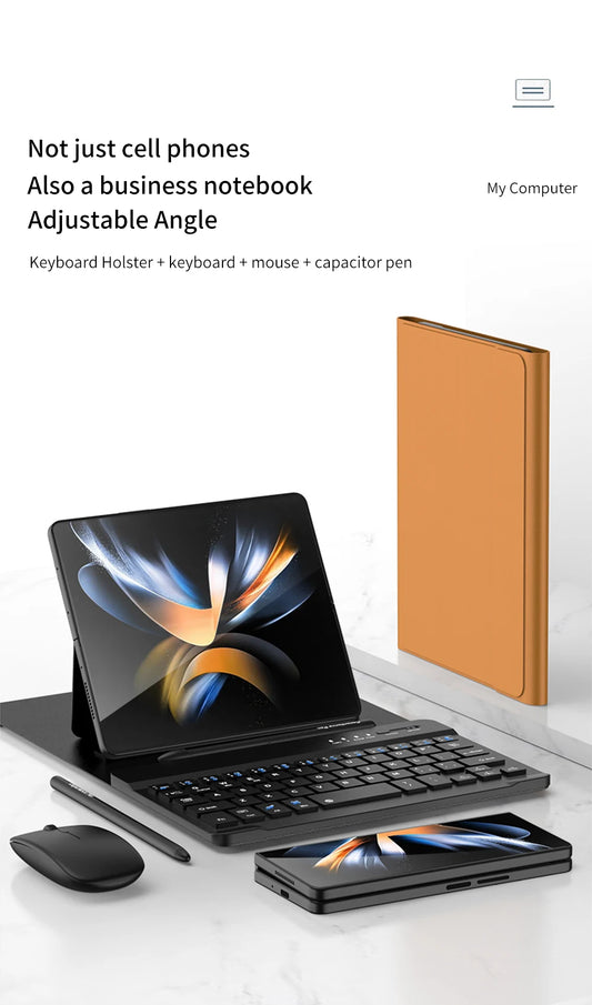 Wireless Bluetooth Mouse & Pen Keyboard Case for Samsung Galaxy Z Fold 2/3/4/5/6 – Mini Meeting Recorder Case