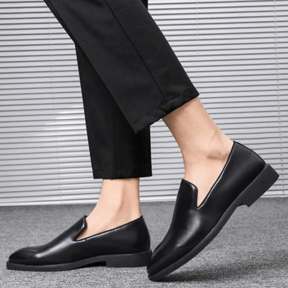 Men’s Red Sole Leather Loafers - Italian-Style British Business Casual Formal Dress Shoes Large Size 48